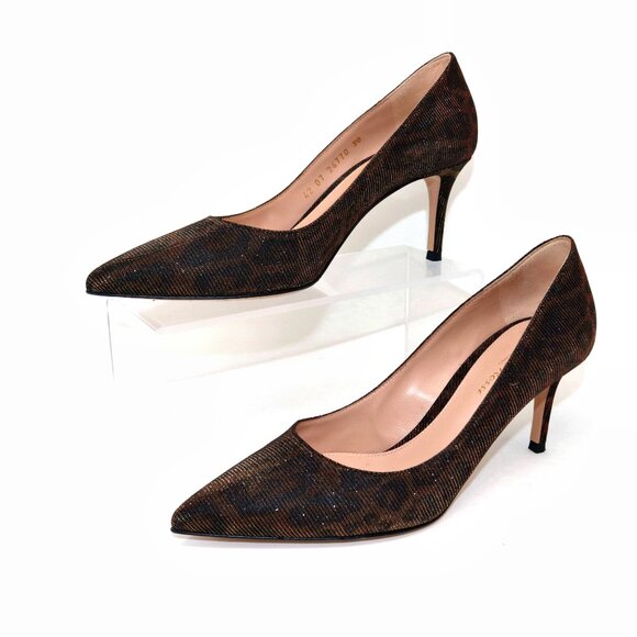 Gianvito Rossi 38 Worn Once Exopard Leopard Metallic Shimmer Heels - Picture 8 of 16